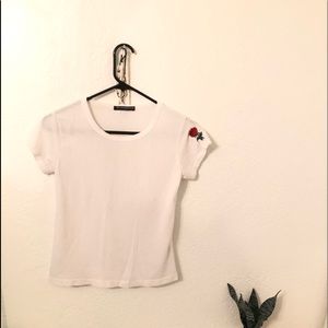 brandy melville rose embroidered top